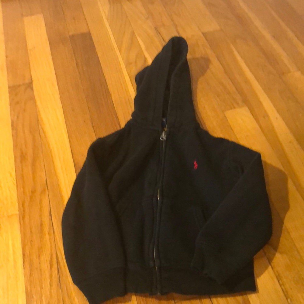 Boys size 4 Polo Ralph Lauren black zip up hooded sweatshirt